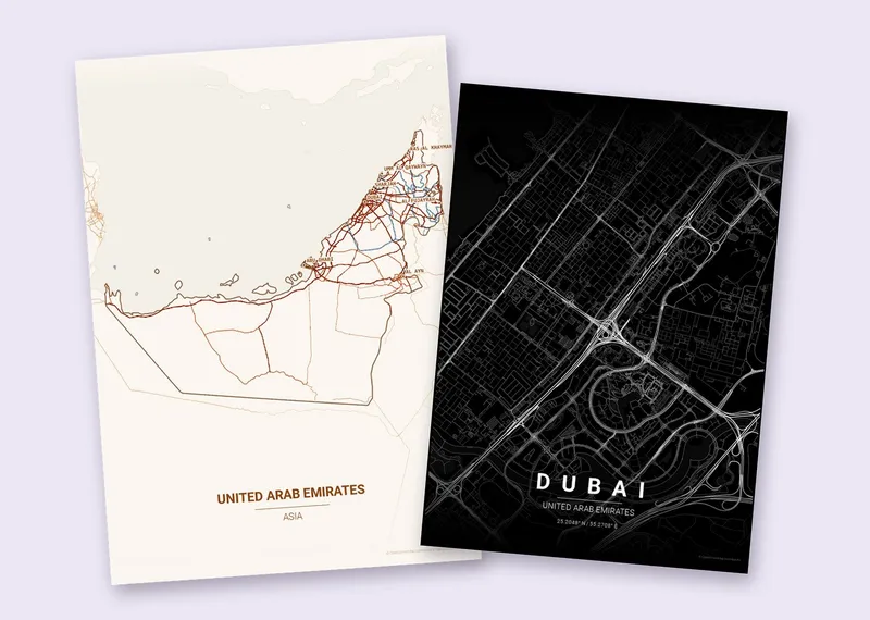 Map puzzles of the UAE and of Dubai