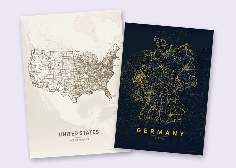 Map puzzles of the USA and of Germany