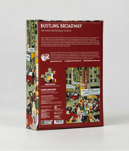 Bustling Broadway - A 150 Piece Artist Jigsaw Puzzle by Mario Miranda - Image 3