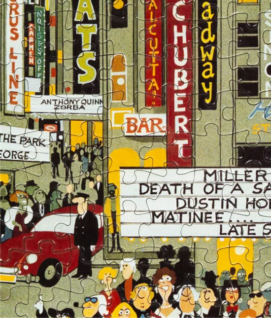 Bustling Broadway - A 150 Piece Artist Jigsaw Puzzle by Mario Miranda - Image 4