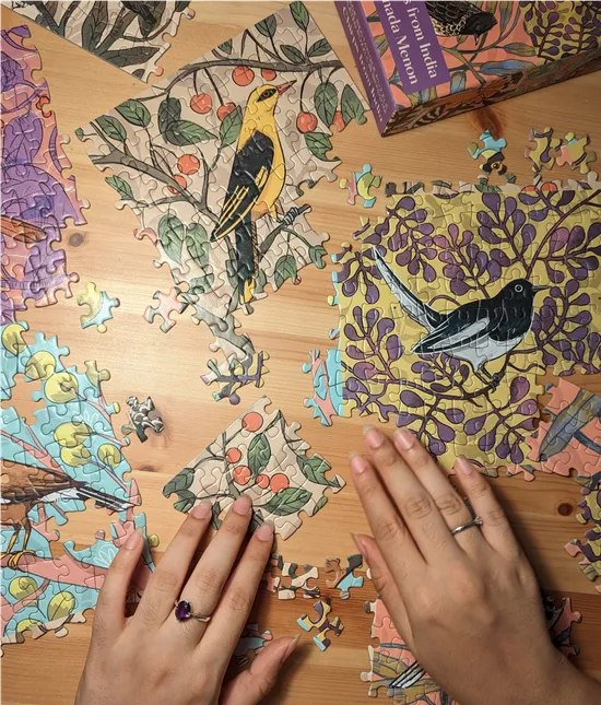 Chirps from India - A 500 Piece Artist Jigsaw Puzzle by Annada Menon - Image 6