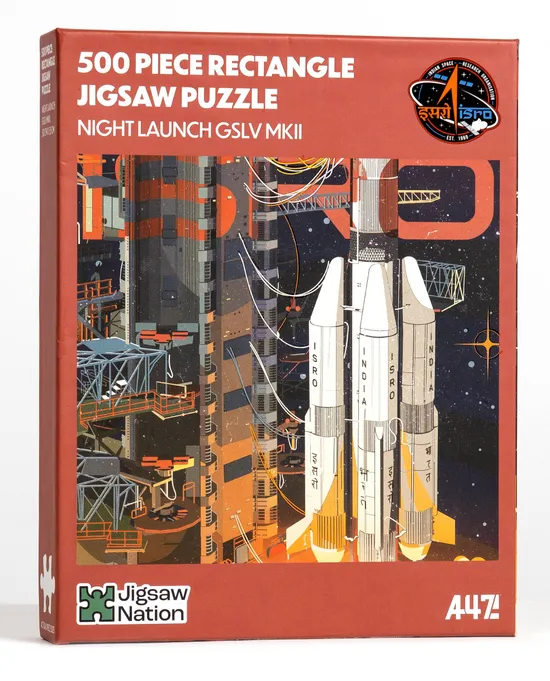 Night Launch GSLV MKII - A 500 Piece ISRO Jigsaw Puzzle by A47 - Image 1