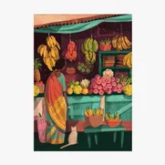 Market Woman & Cat - A 1000 Piece Artist Jigsaw Puzzle by Chaaya Prabhat - Thumbnail Image