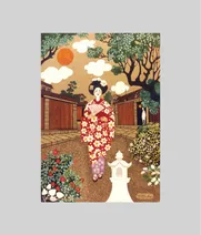 Girl in Kimono - A 500 Piece Artist Jigsaw Puzzle by Mario Miranda - JSN-MM-GIK-001 - Thumbnail Image