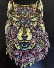 Brave Wooden Wolf - A 65 Piece Wooden Puzzles Jigsaw Puzzle - Thumbnail Image
